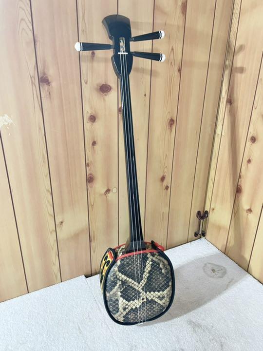 美品 沖縄 三線 人工皮