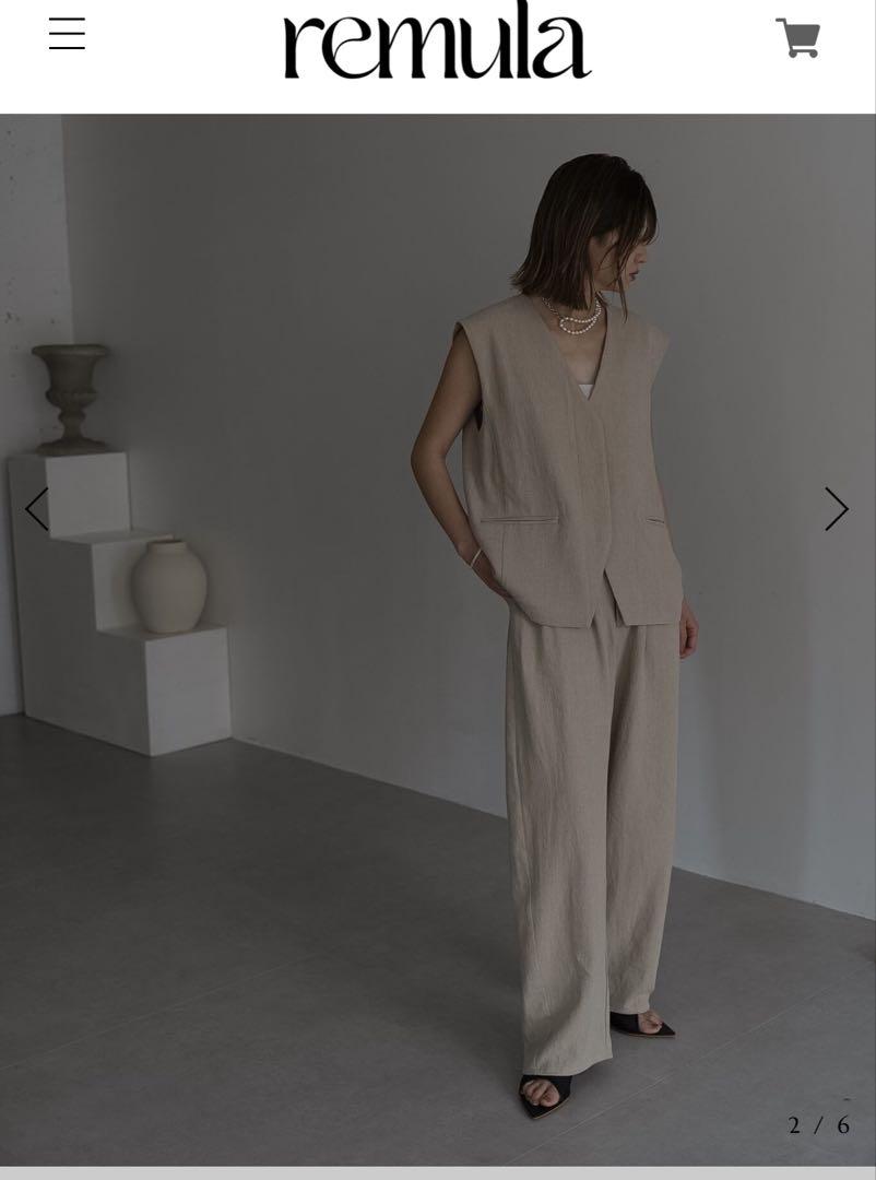 remulaリネンコットンベストジレパンツセットF