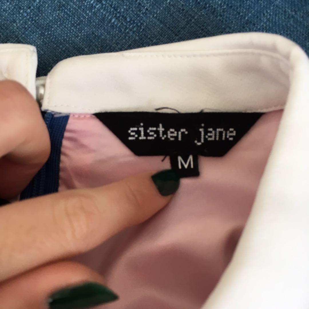 爆買い即納 美品 花柄ボウタイミニワンピースドレス ブルー uYrQk-m84787264310 sister jane 好評人気