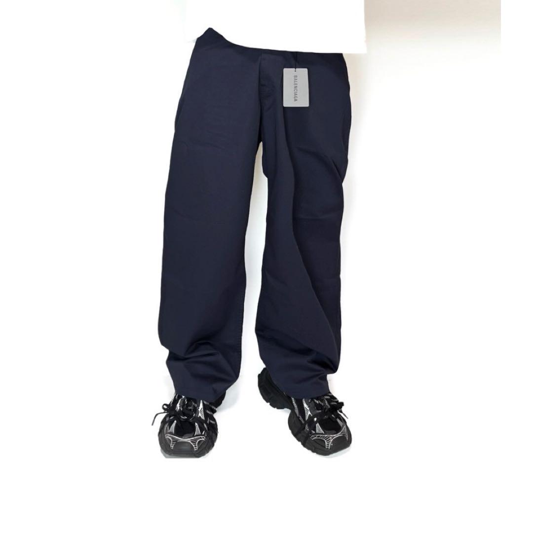 BALENCIAGA BAGGY CHINO TROUSERS NAVY S