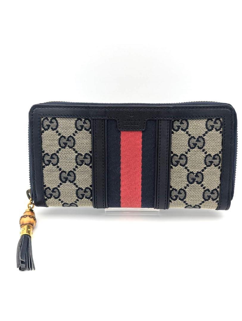 グッチ GUCCI シェリーライン GGキャンバス バンブー　ラウンド 長財布