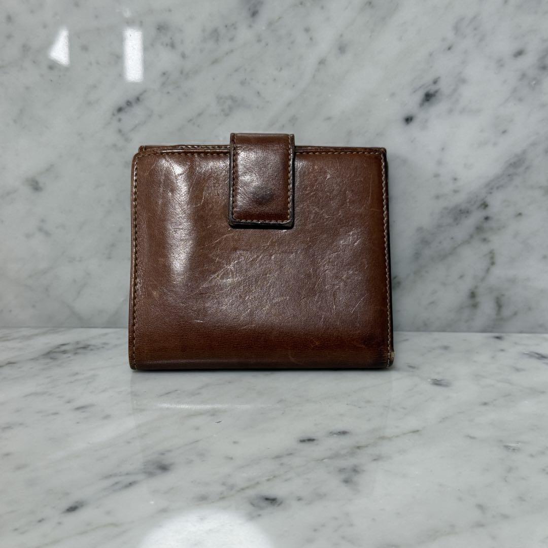 GUCCI グッチ 二つ折り財布 ブラウン バンブー 本革 レザー 筆記