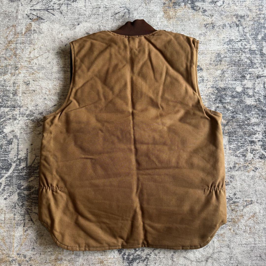 80s Carhartt ダッグ ベスト 腰ゴム ブラウン VQ186