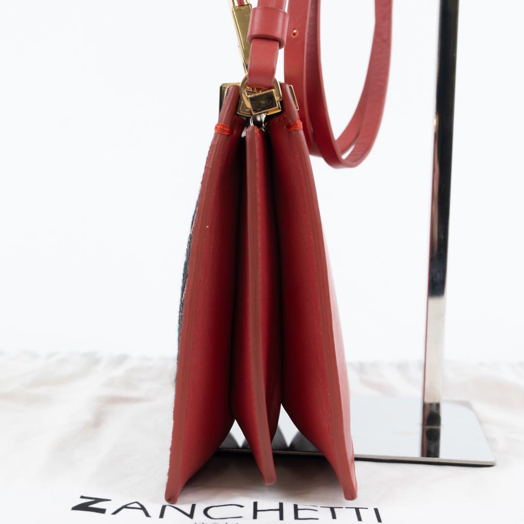 【極美品✨】ザンケッティ 2wayバッグ ロゴ刻印 レザー 赤色