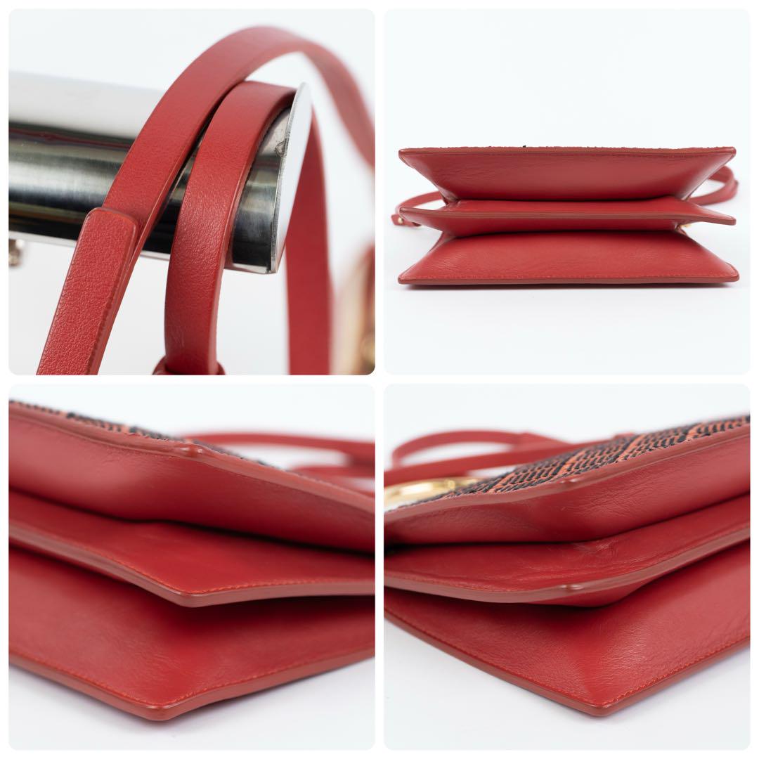 【極美品✨】ザンケッティ 2wayバッグ ロゴ刻印 レザー 赤色