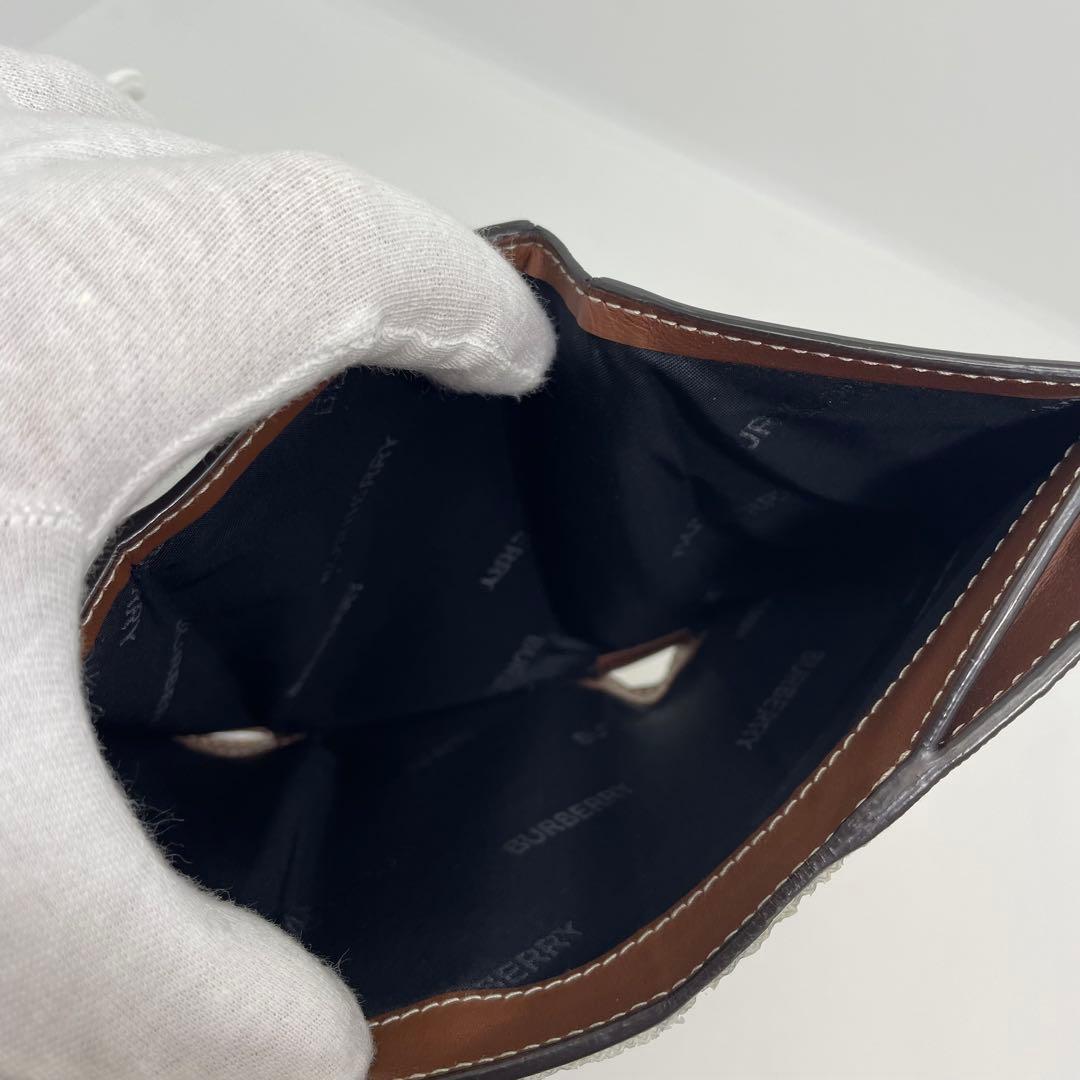 バーバリー ノバチェック柄 三つ折り財布 PVC×レザー