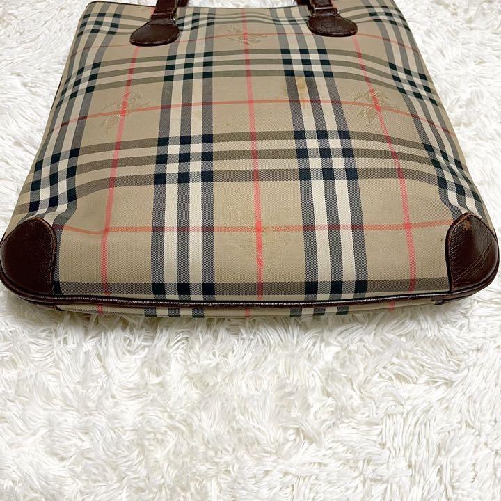 希少 バーバリー ノバチェック トートバッグ シャドーホース レザー 肩掛け可 希少 バーバリー ノバチェック トートバッグ シャドーホース
