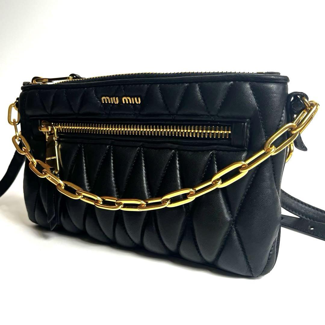 【良品】miumiu マテラッセ レザー チェーン 2way ショルダーバッグ