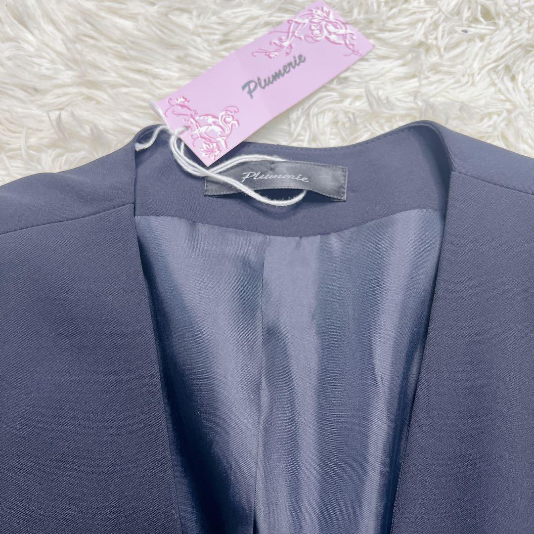 【未使用級】Plunerie パンツスーツ ノーカラー ネイビー L