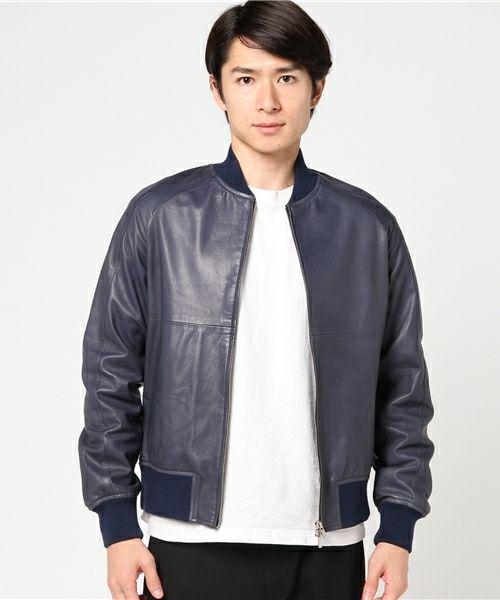 ABAHOUSE　アバハウス　レザーMA-1　美品　サイズ3　ネイビー