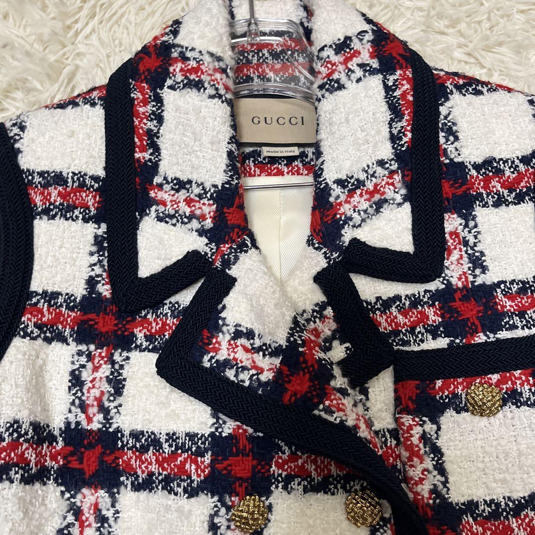 GUCCI グッチ　ツィード　ベストとスカート　ゴールドボタン　38サイズ