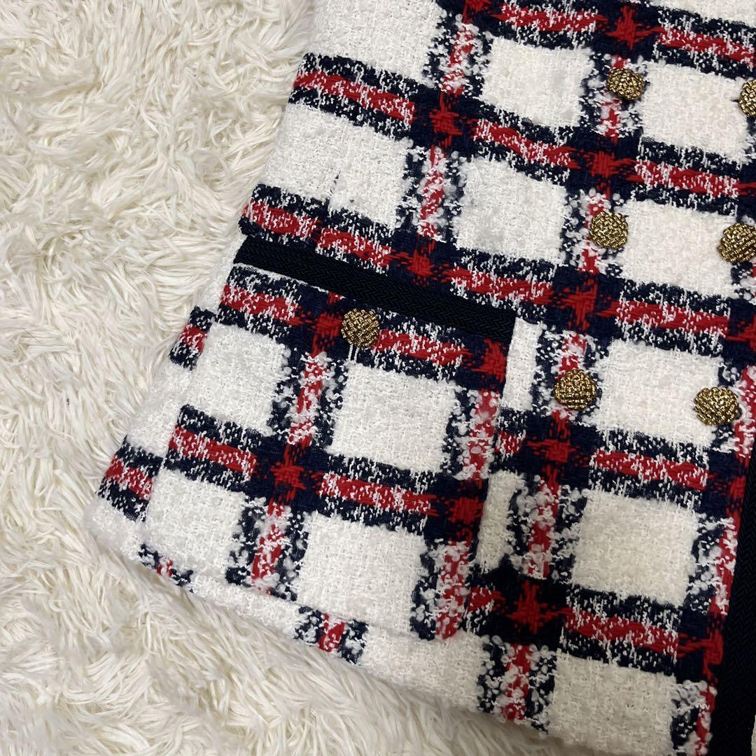 GUCCI グッチ　ツィード　ベストとスカート　ゴールドボタン　38サイズ