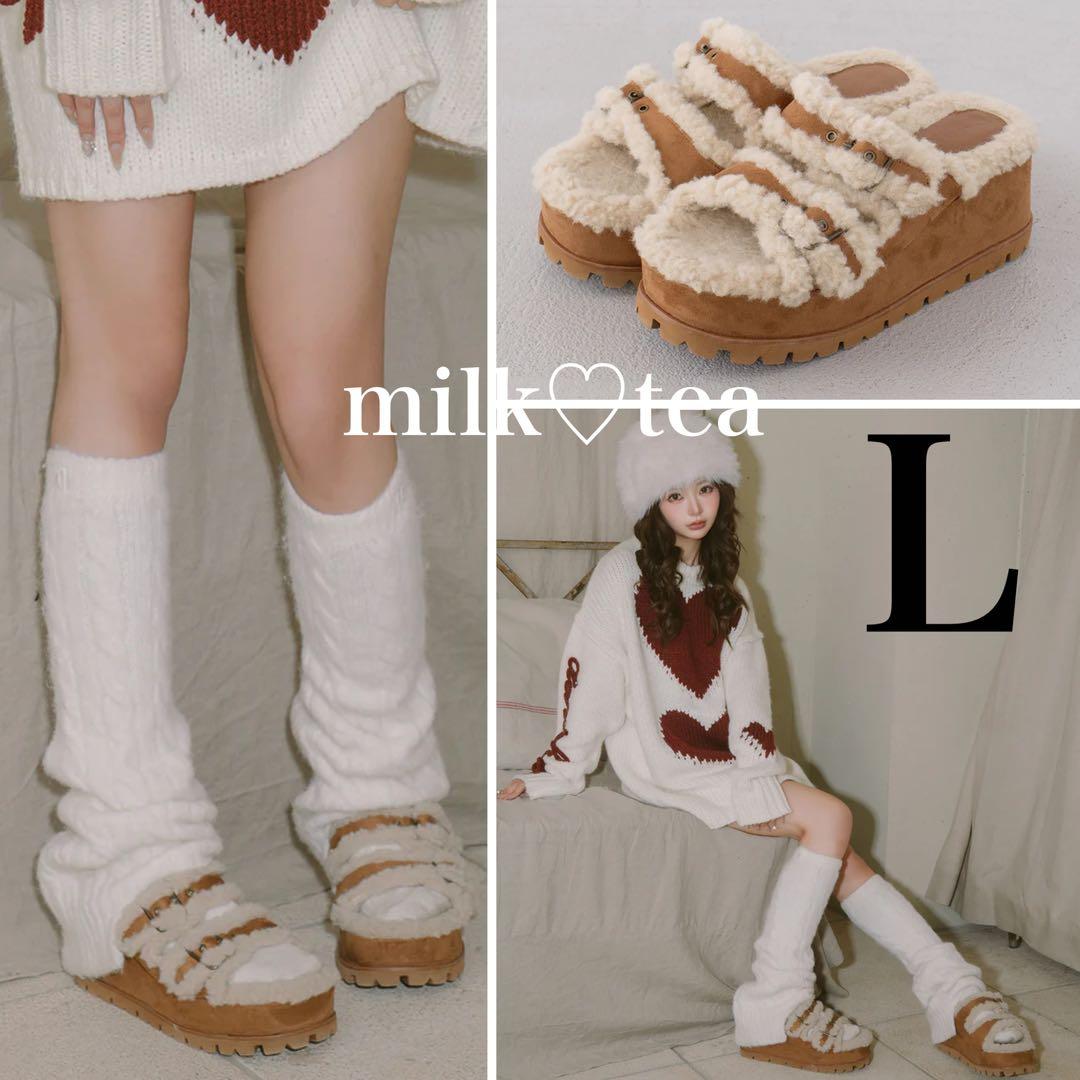 新品未開封 ダーリッチ フェイクムートンベルトスリッポン キャメル L