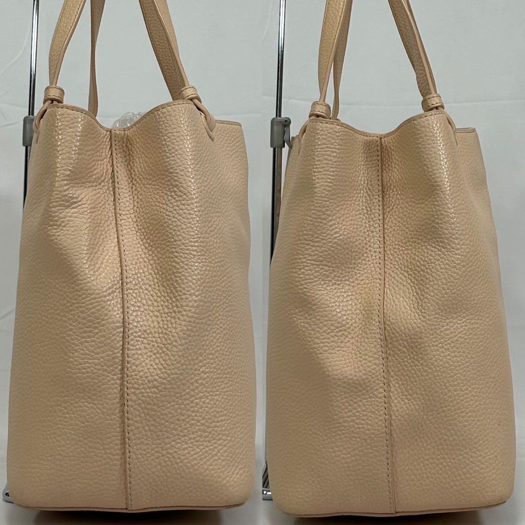 【極美品】トリーバーチ トートバッグ レザー A4可 肩掛け ベージュ エンボス