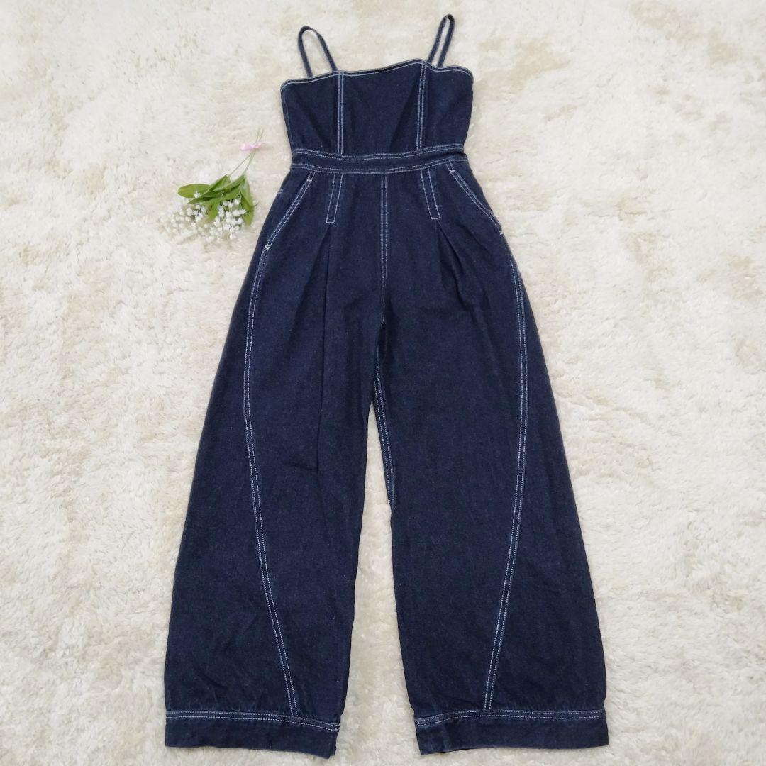 美品 MURUA ムルーア 24SS デザインデニムロンパース インディゴ