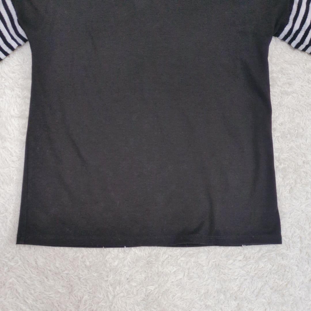 BORDERS at BALCONY ラッフルスリーブ Tシャツ カットソー 黒
