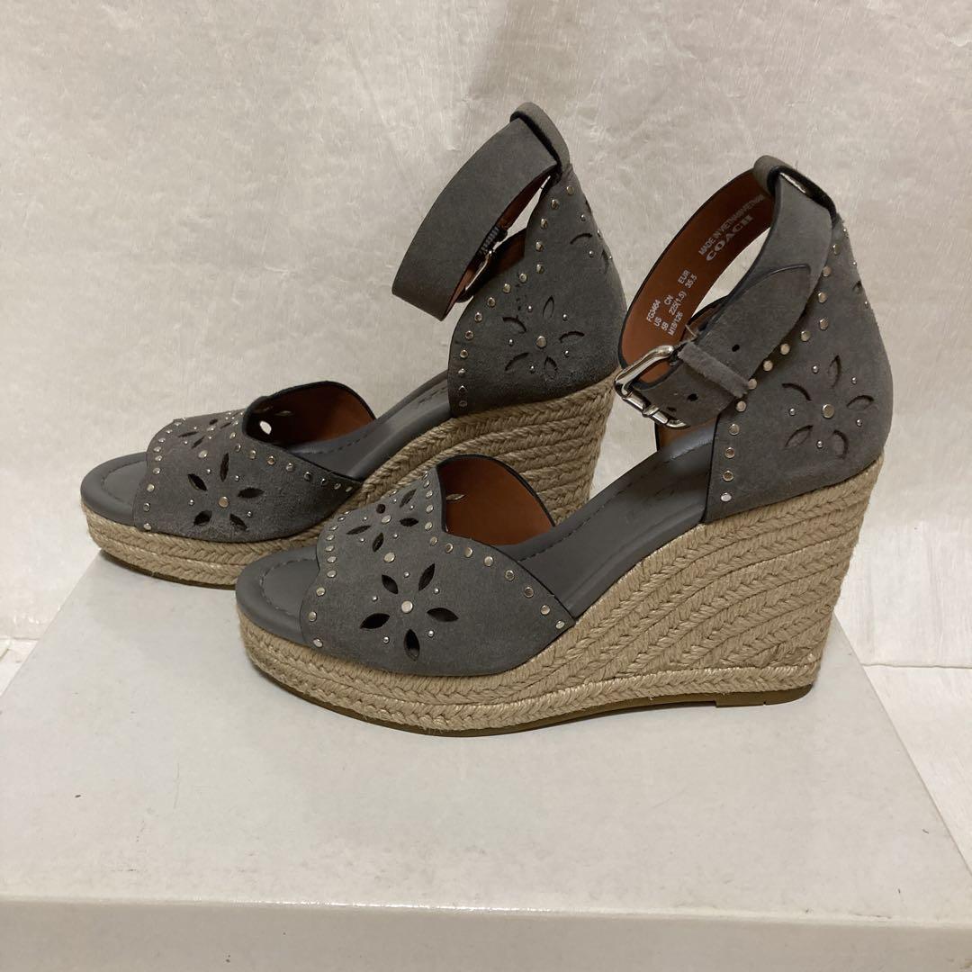 COACH ケルシーウェッジ　サンダル　アンクル　レザー