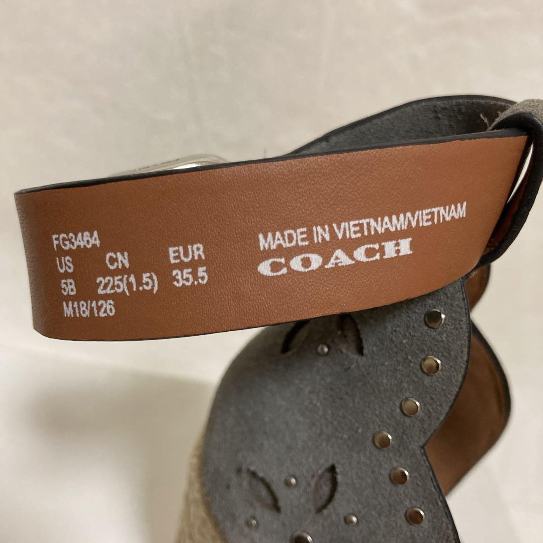COACH ケルシーウェッジ　サンダル　アンクル　レザー