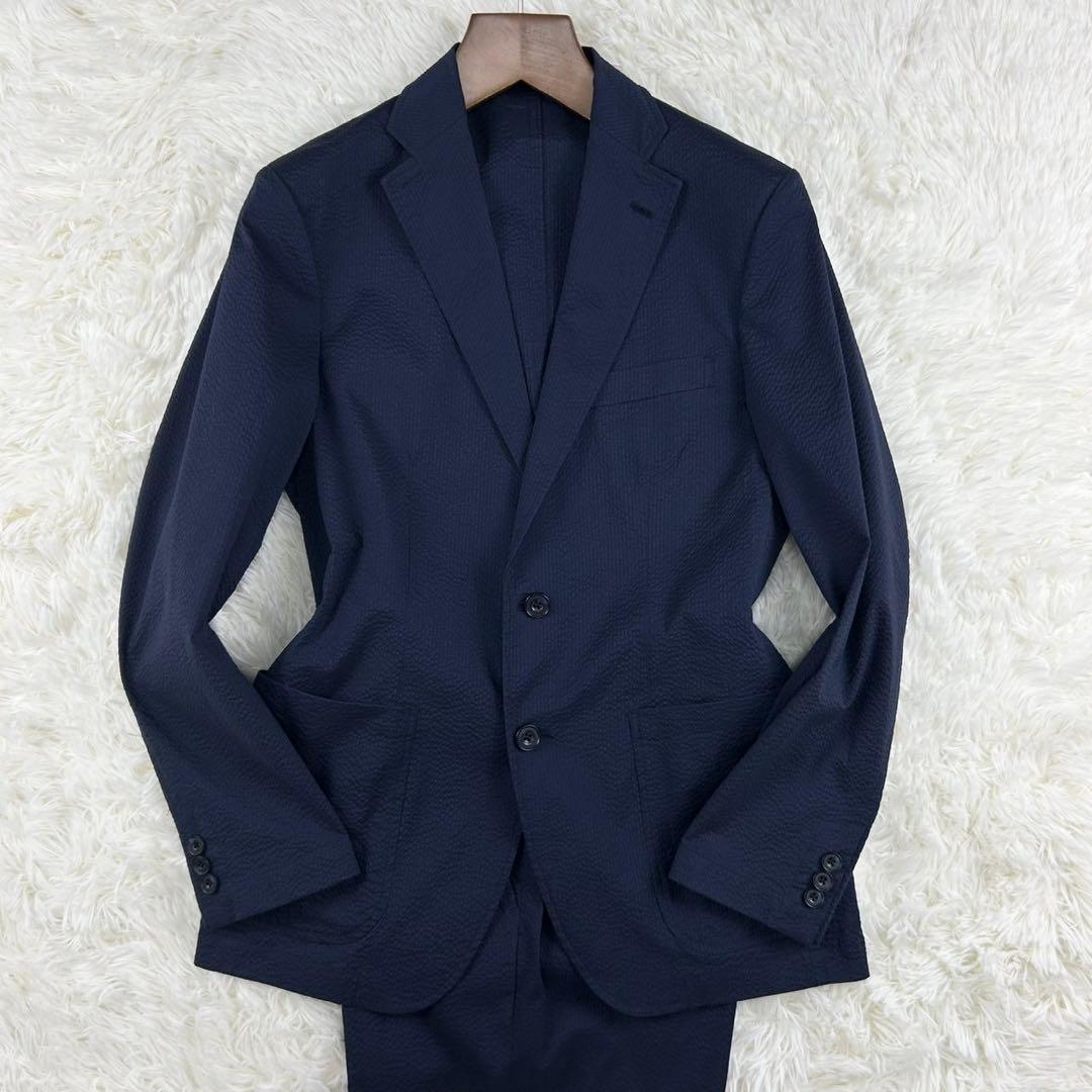 【美品】サーフアンドテーラーモート シアサッカー セットアップ ネイビー 44