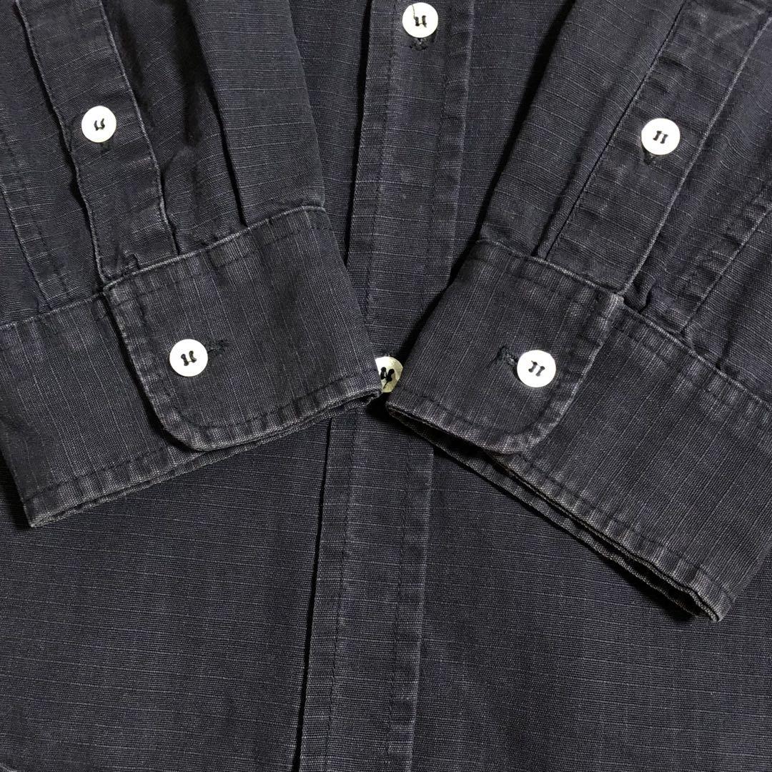 90s 00s OLD STUSSY リップストップ シャツ 黒 長袖