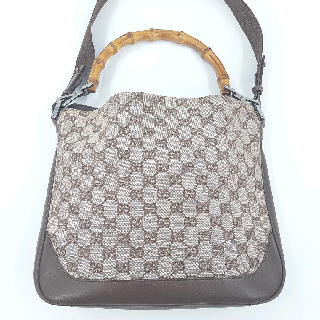 美品✨　グッチ　ハンドバッグ　2way バンブー　GGキャンバス　0014095