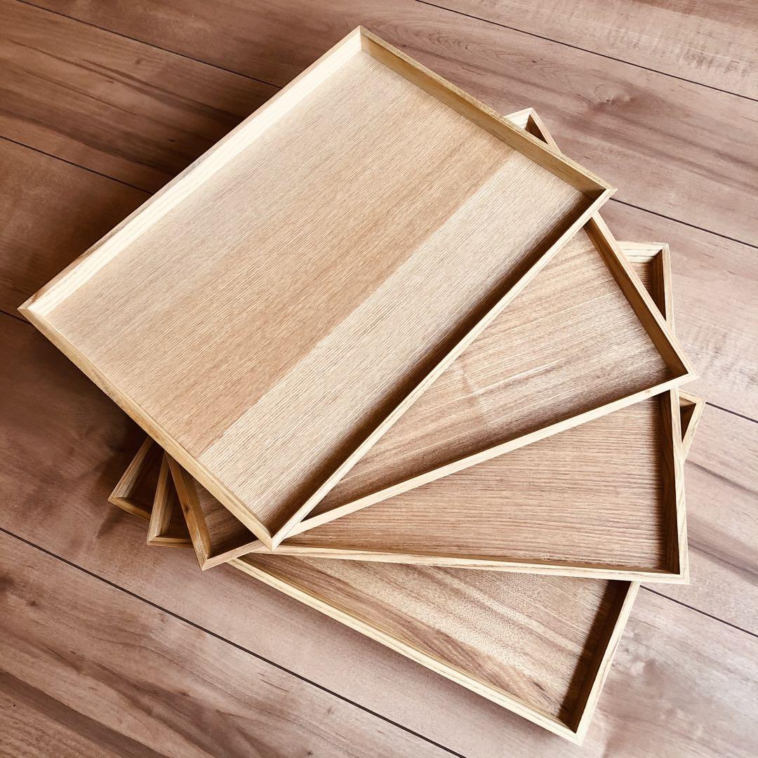 木製トレー 4枚セット  木 トレイ お盆 お食事トレイ  スタッキングプレー