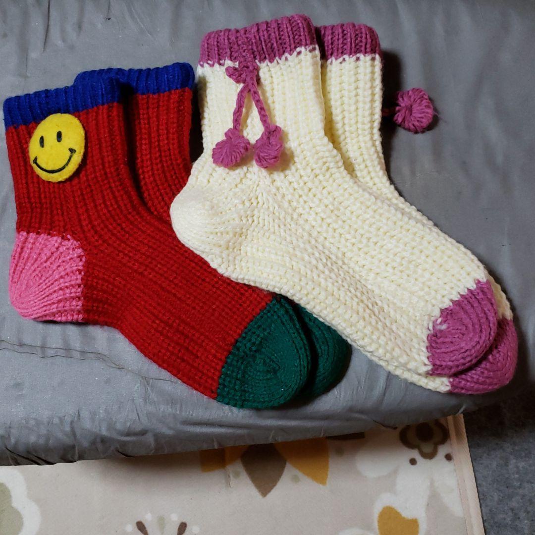 手編み風 可愛いルームソックス メルカリ