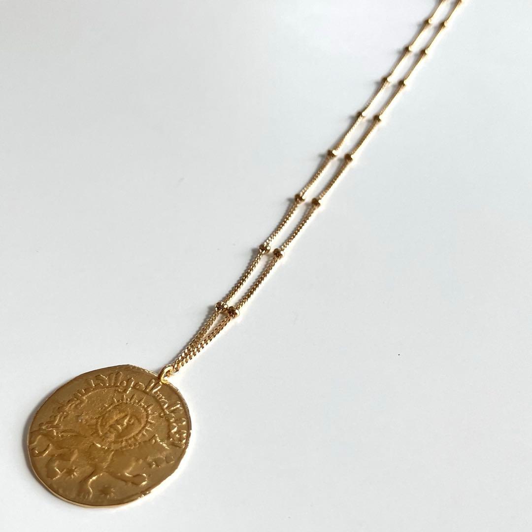 MARIHA Sun Lion コイン ネックレス 47cm スタッドチェーン MARIHA Sun Lion コイン ネックレス 47cm スタッドチェーン