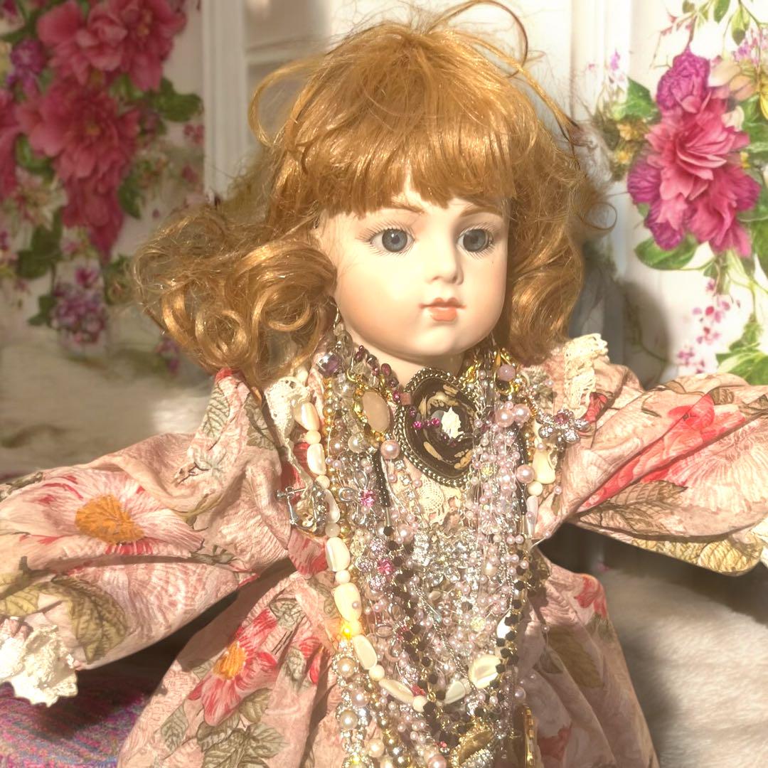ビスクドール ブリュー ジュン リプロ ピンク 花柄 ドレス ボネ ビスクドール ブリュー ジュン リプロ ピンク 花柄 ドレス ボネ