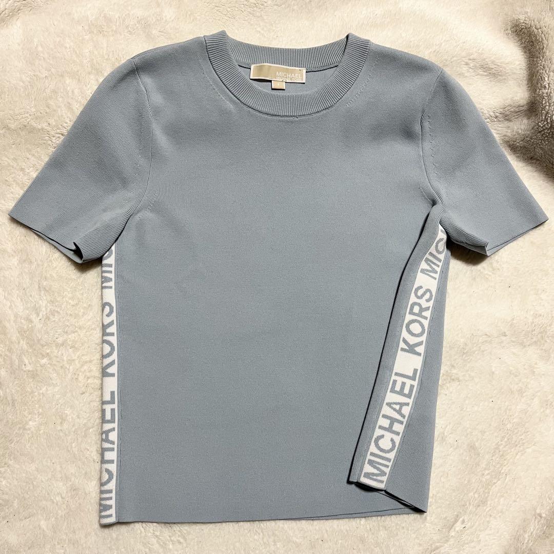 【MICHAEL KORSMK】テープ SS クルーネック トップス BLUE