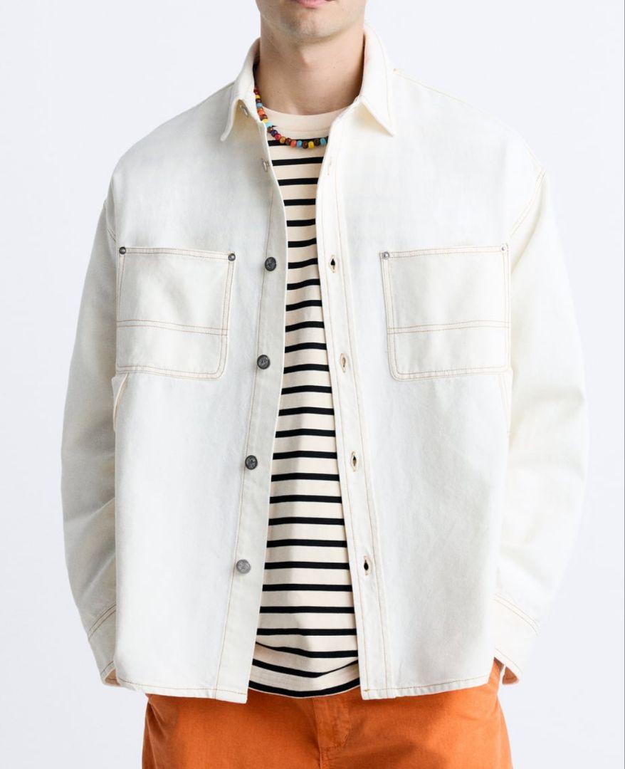 新品】ZARA ホワイト デニム 長袖シャツ ジャケット - メルカリ