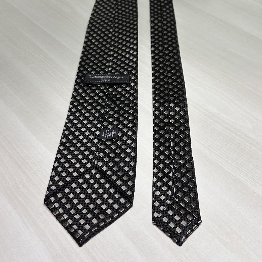 Ermenegildo Zegna Couture ゼニアクチュール　ネクタイ ゼニア クチュールライン☆ネクタイ☆ブラック☆シルバー