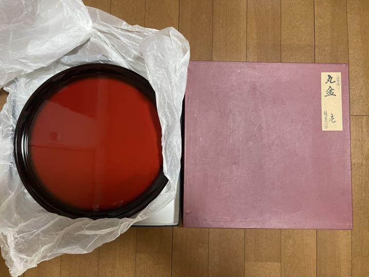 【値下げ】山中塗   丸盆    桂寛     壱    33cm