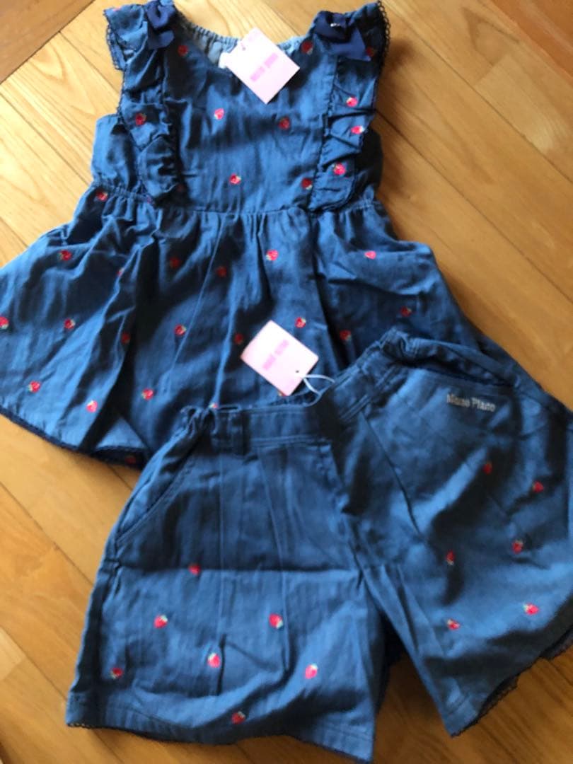 メゾピアノいちご刺繍 チュニックとキュロットスカート120㎝120cm mezzo piano