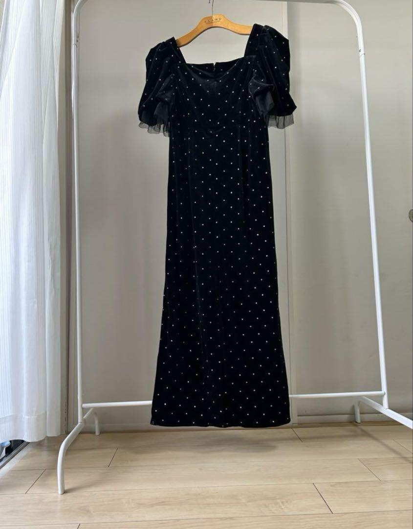 ワンピース ACKA bijou dot velours dress