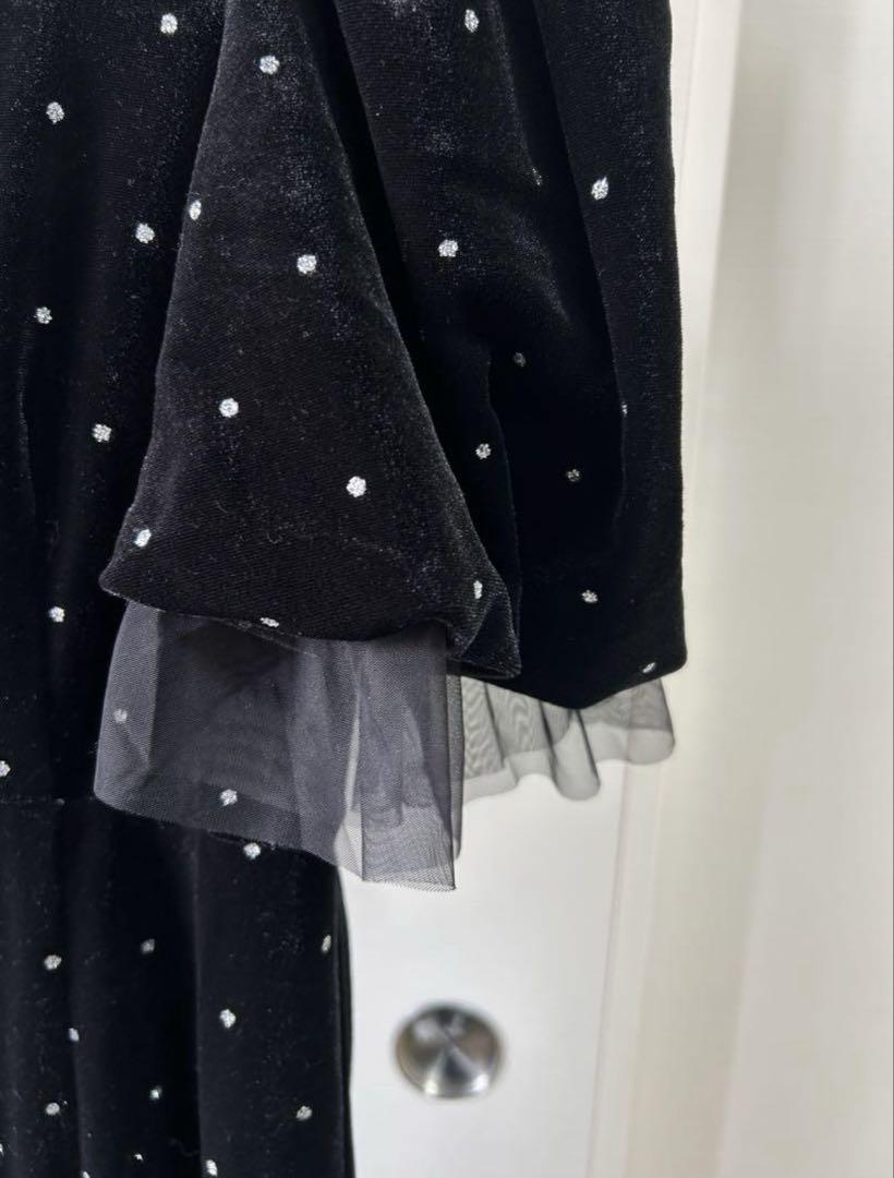 ワンピース ACKA bijou dot velours dress