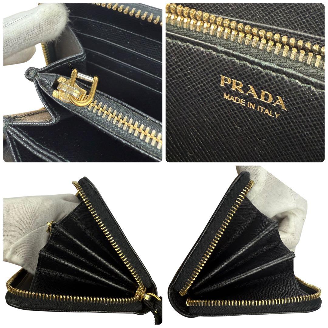 【現行品】PRADA 長財布 サフィアーノレザー ゴールド三角ロゴ 1ML506