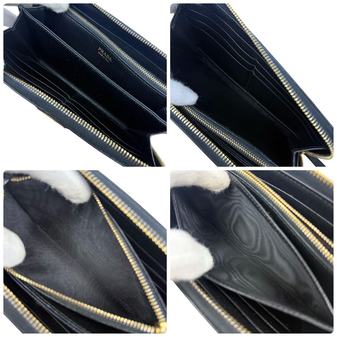 【現行品】PRADA 長財布 サフィアーノレザー ゴールド三角ロゴ 1ML506