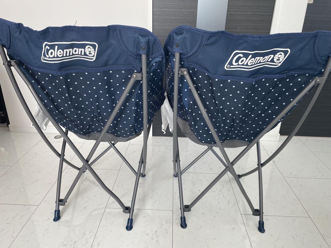 コールマン ヒーリングチェア ネイビードット 折りたたみチェア ２脚セット