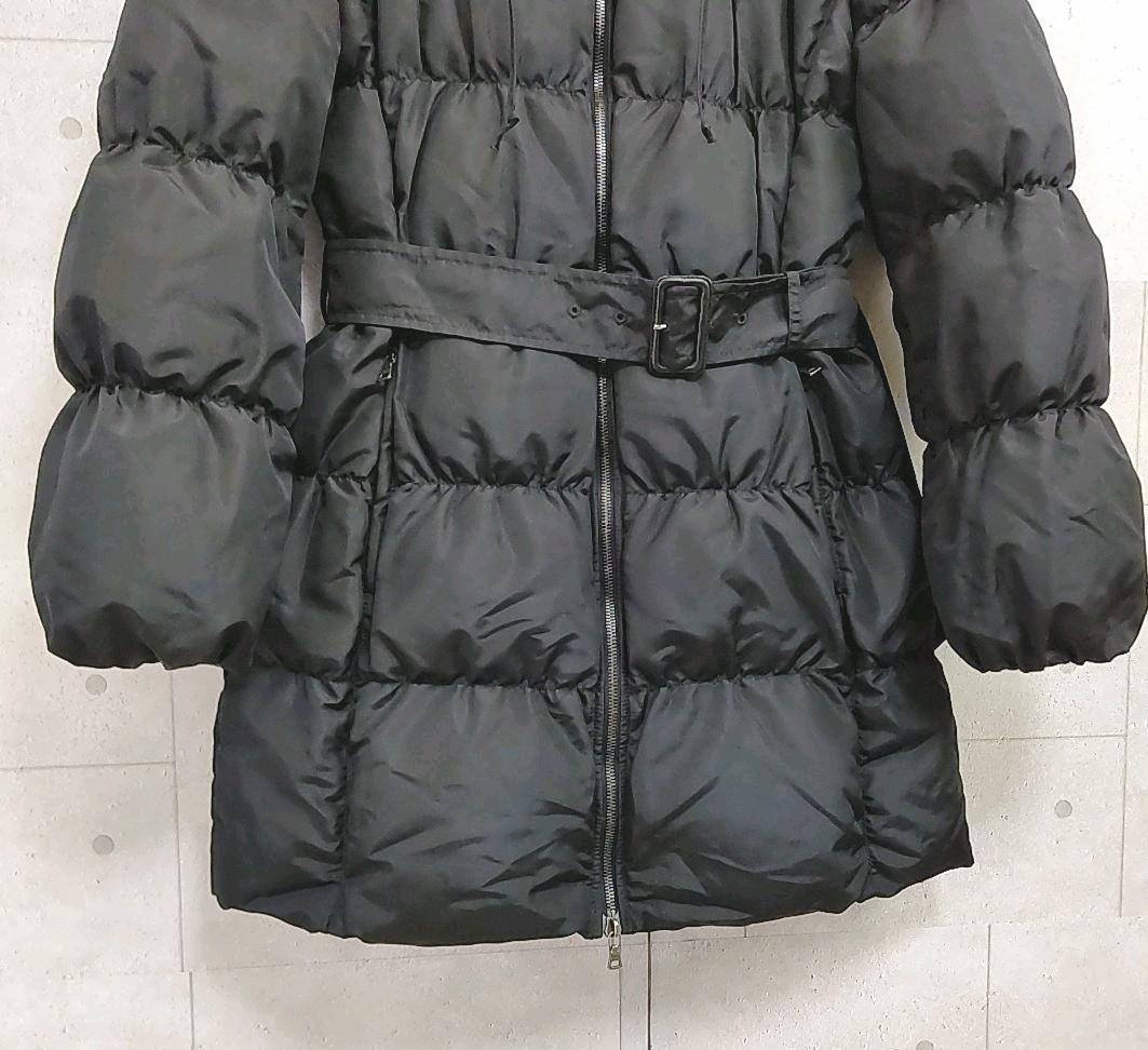 なるべくコ 美品 ダウンジャケット イタリア 黒 38 CspfR-m84863565216 PRADA リスファー ベルト付き カラー