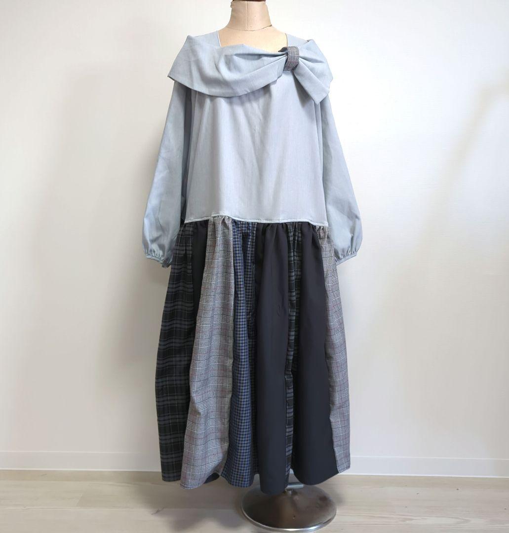 ハンドメイド　古着　リメイク　ワンピース　再構築