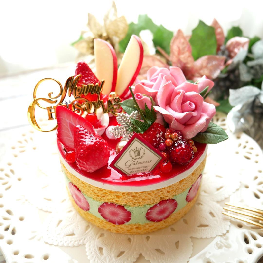 【merci*M様】フェイクスイーツ◆苺＆ピスタチオムースX'masデコケーキ◆