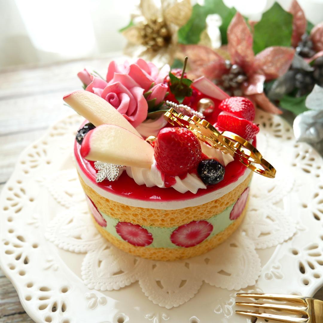【merci*M様】フェイクスイーツ◆苺＆ピスタチオムースX'masデコケーキ◆