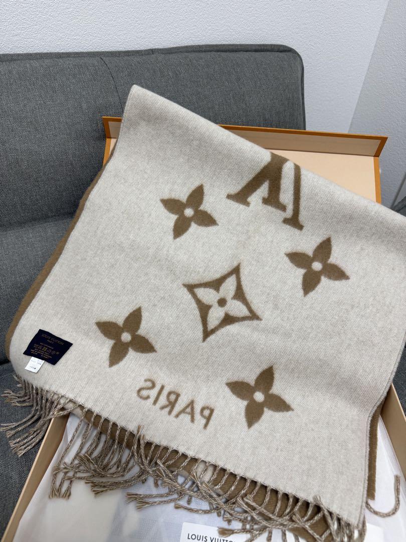 LOUIS VUITTON マフラー ブラウン アイボリー
