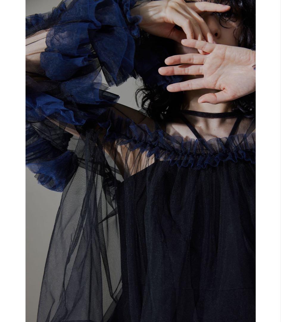【お値下◎】andresd decorative tulle tops ネイビー