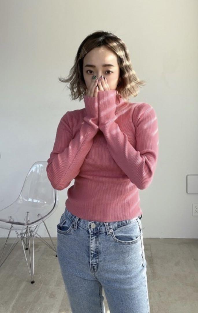 AMAIL Fashionable knit ピンク タートルネック ニット
