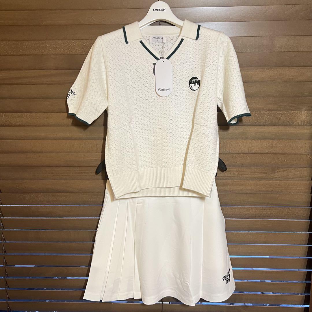MALBON マルボンゴルフ レディースニットTシャツ 半袖 白M