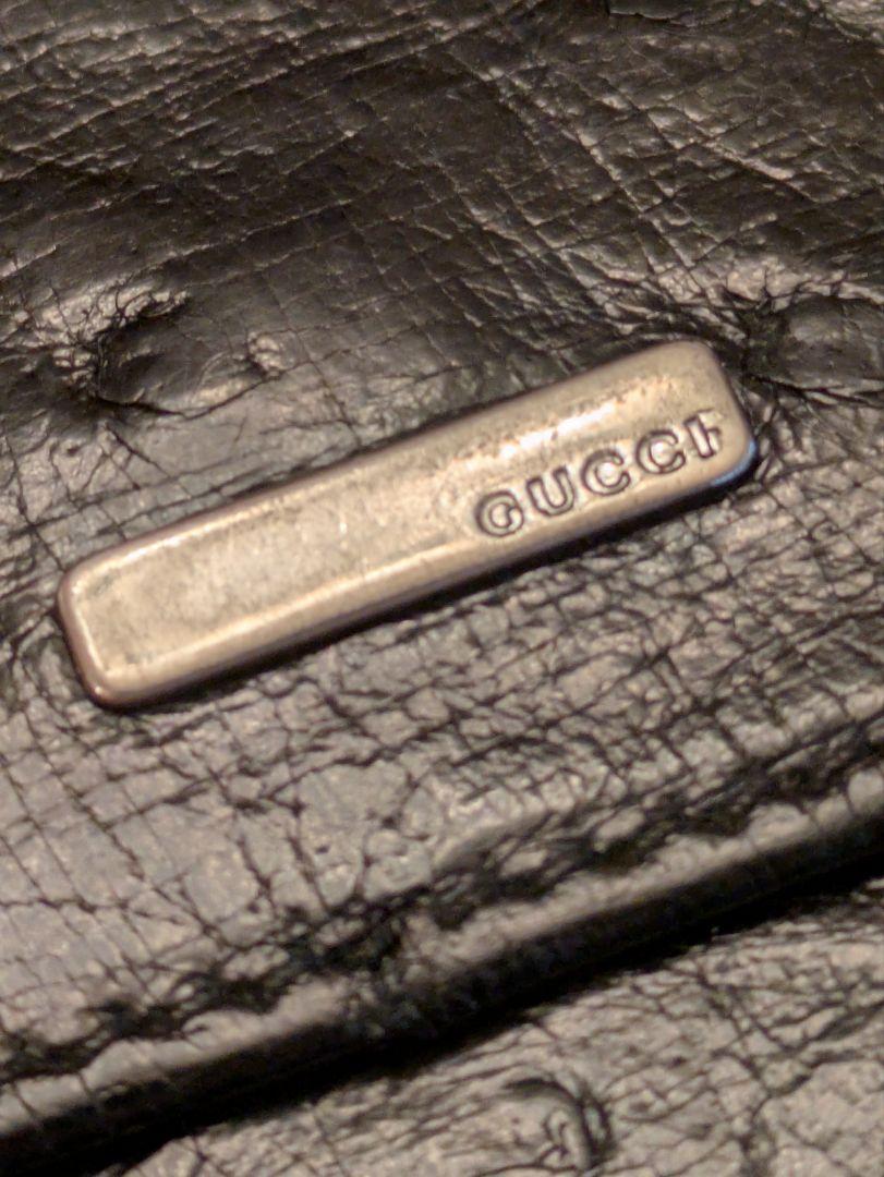 GUCCI 総オーストリッチ長財布　無双　ヴィンテージ　艶ブラック　直営店購入