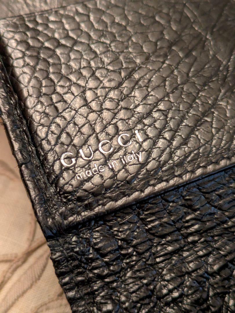 GUCCI 総オーストリッチ長財布　無双　ヴィンテージ　艶ブラック　直営店購入