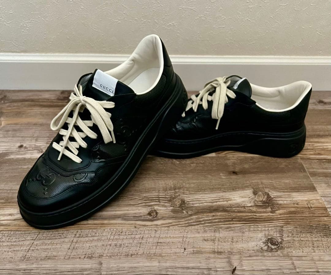 GUCCI エンボス メンズ スニーカー ブラック30cm30cm GUCCI